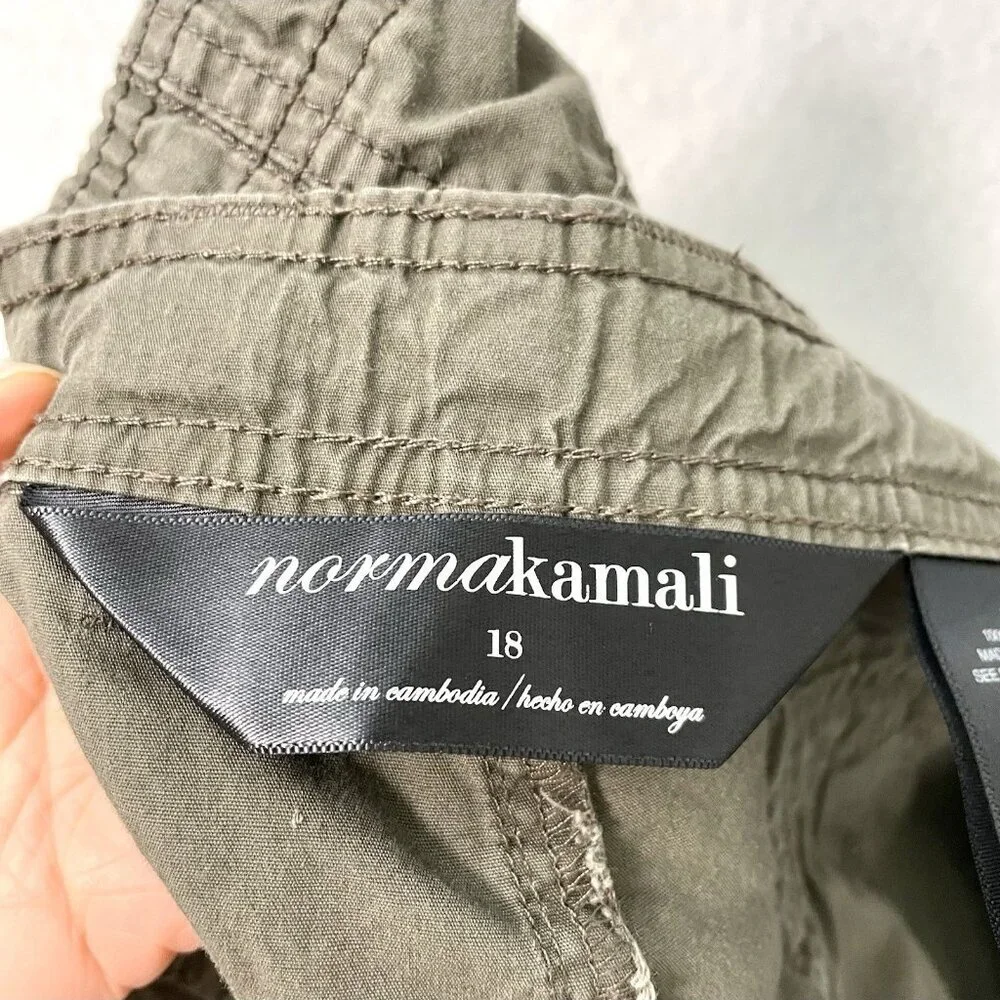 NORMA KAMALI Cropped Cargo Pants Pockets Utility Y2K Army Green size 18 - Picture 8 of 9